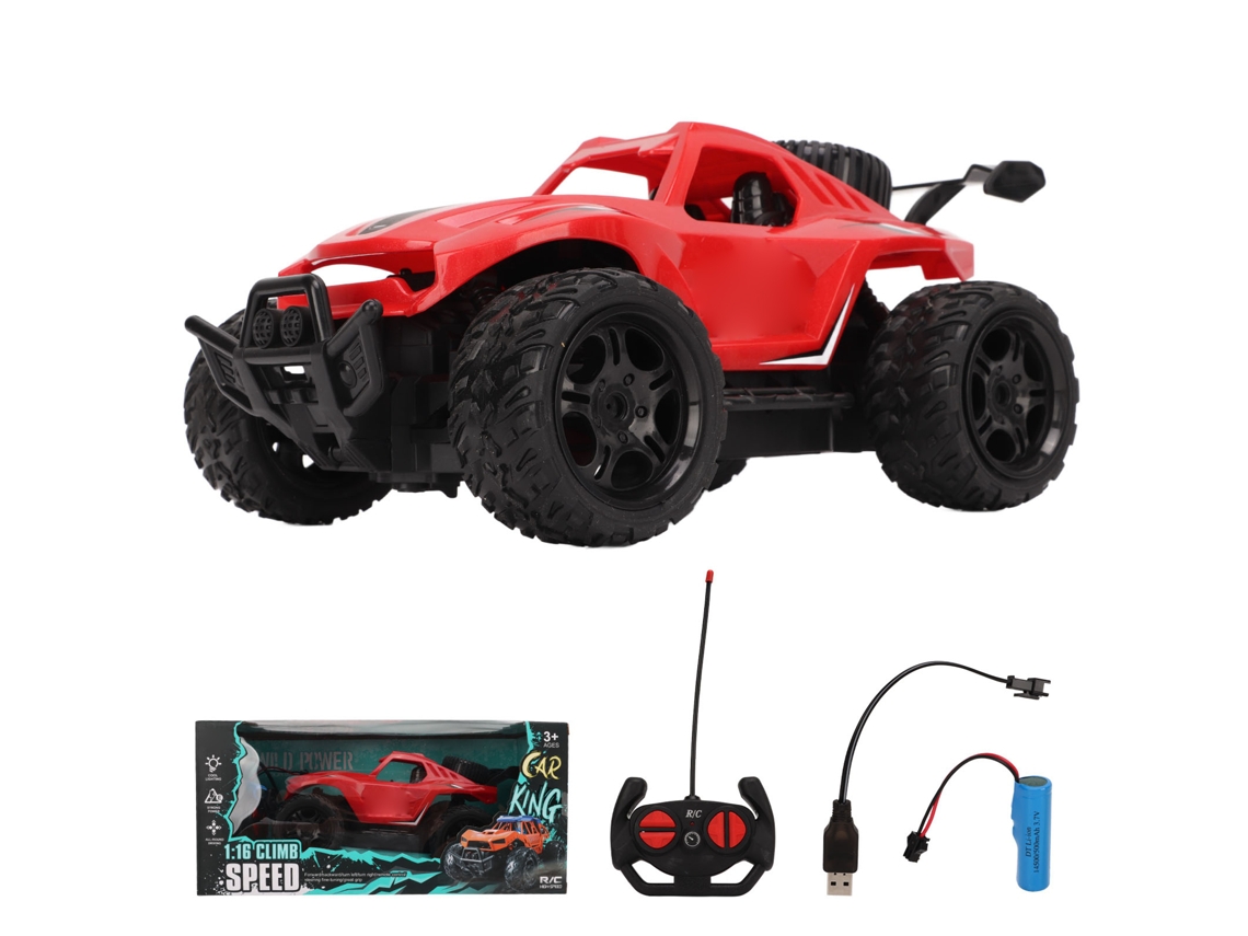 Carrinho de controle remoto BUSINESS 1:16 2.4GHz com efeitos sonoros, pneus de borracha para crianças acima de 3 anos, vermelho | S/MARCA