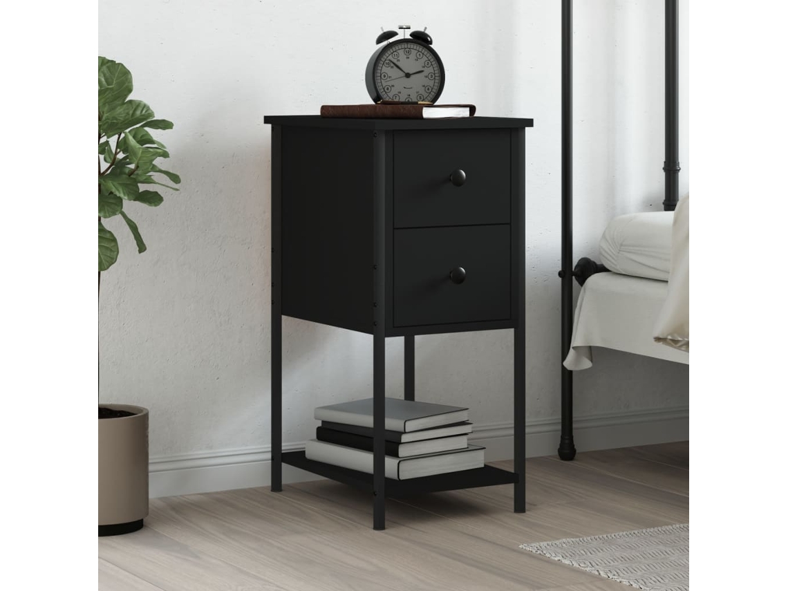Vidaxl Mesa De Cabeceira 32x42x70 Cm Derivados De Madeira Preto
