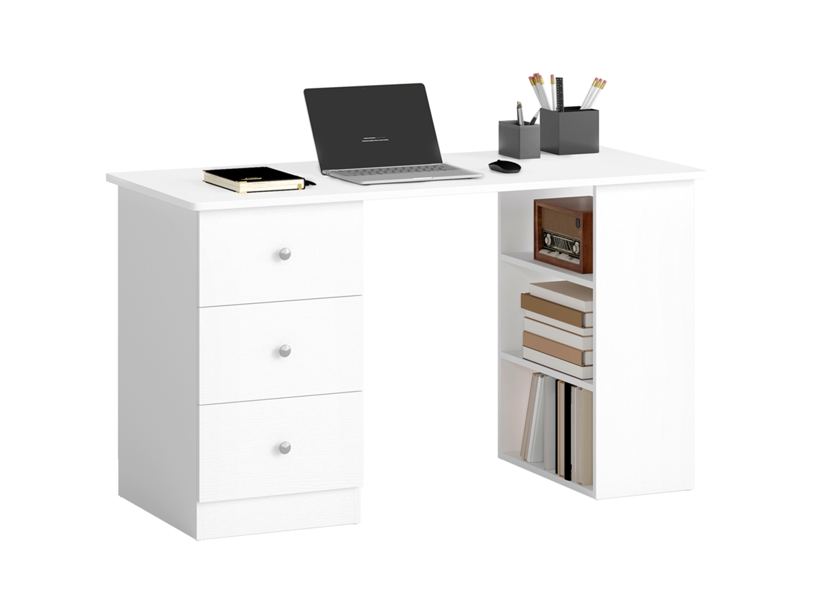Escrivaninha com Cômoda e Prateleiras 120x49x72cm Branco