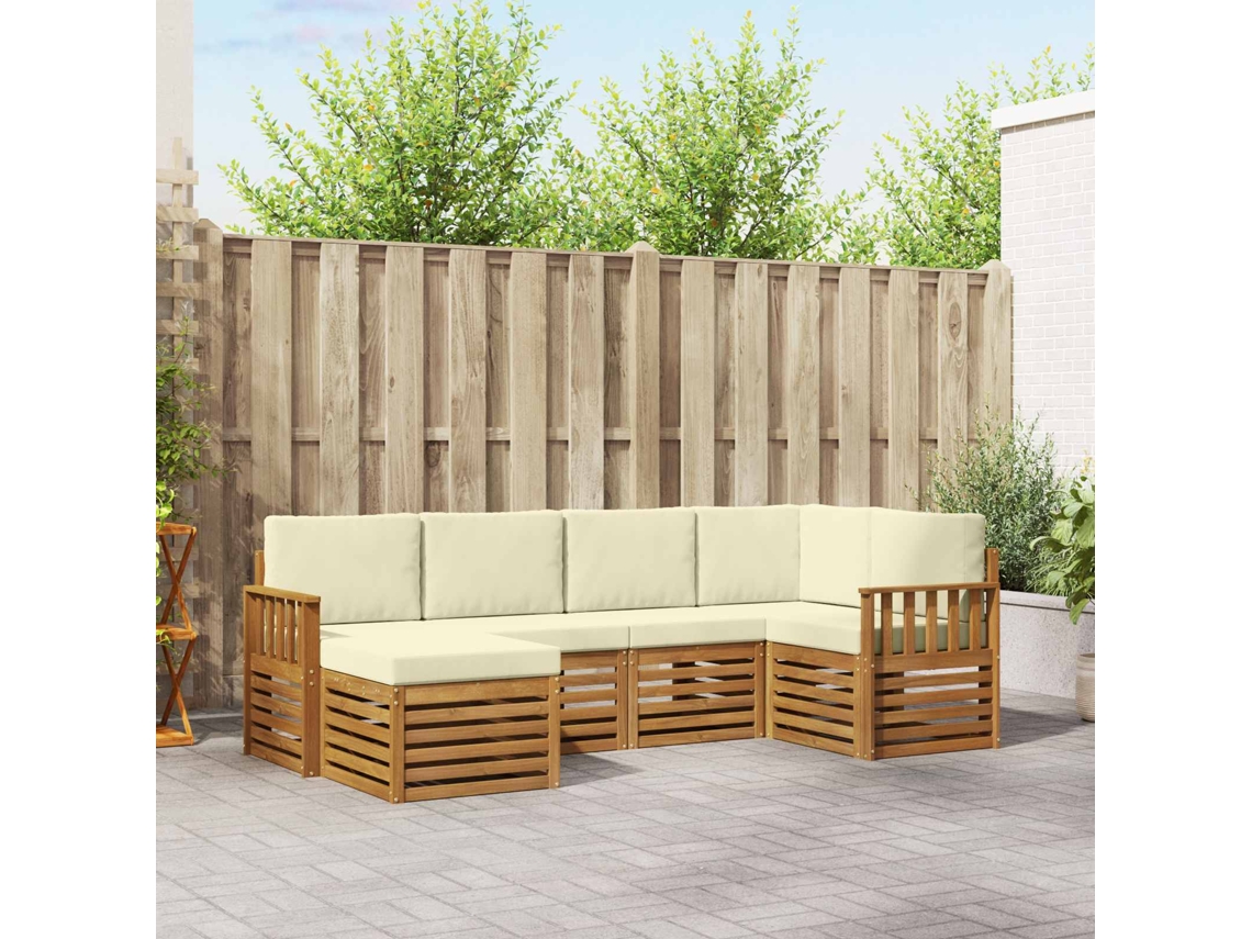 Vidaxl Conjunto De Sofás Para Exterior 6 Unid. Natural E Creme