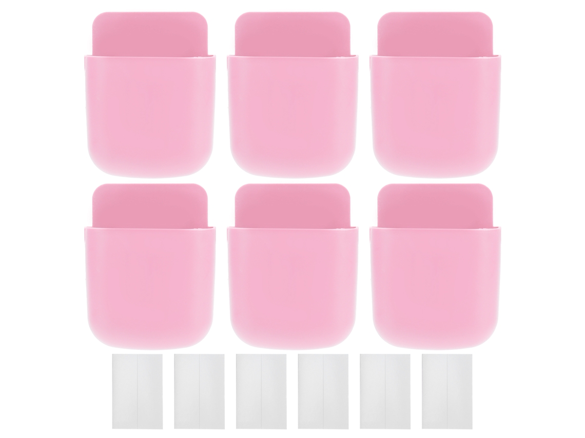 6 Suportes de Parede para Controle Remoto e Celular, Rosa, 11,3x9cm