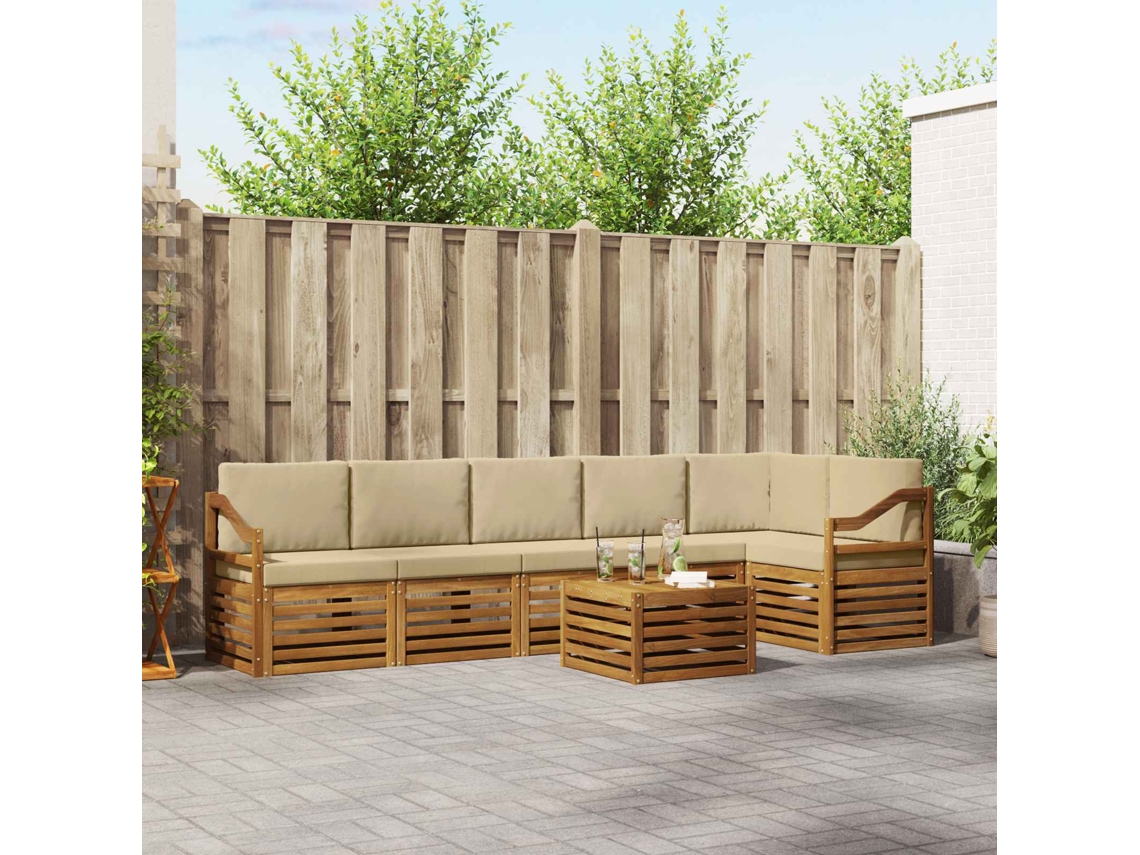Vidaxl Conjunto De Sofás Para Exterior 7 Unid. Natural E Bege