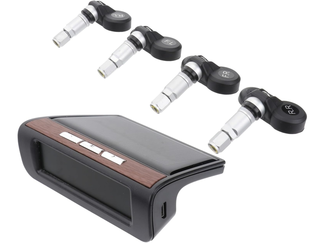 Sistema De Monitoramento Da Pressão Dos Pneus (tpms) Para Carros Com Tela Colorida E Carregamento Solar Ou Usb.