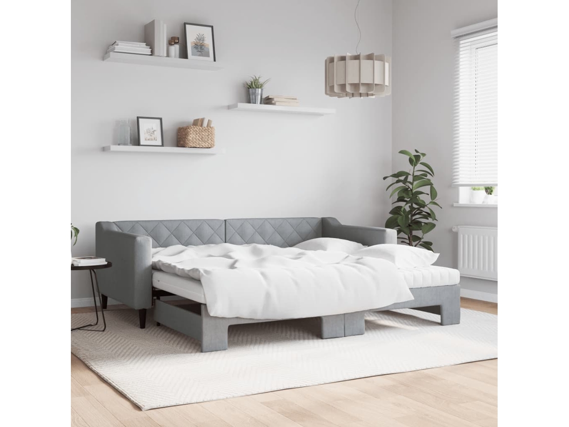 Vidaxl Sofá-cama C/ Gavetão E Colchões 90x190 Cm Tecido Cinzento-claro