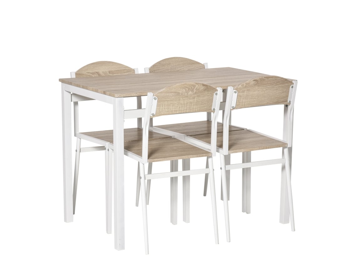 Conjunto Jantar 5pç, Fibra Madeira, Cinza/branco, Moderna. Cs