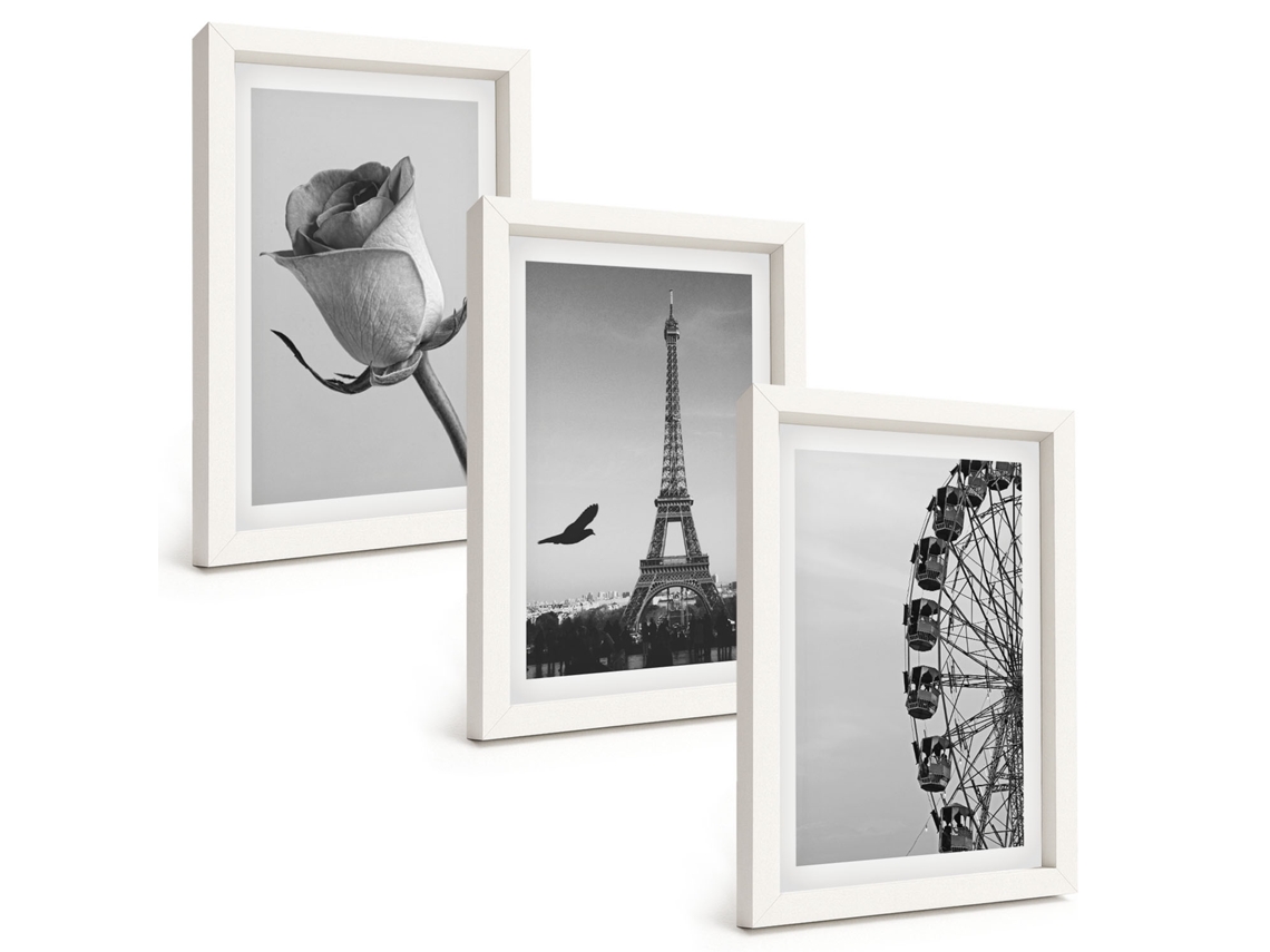 Composição De Quadros Rosa, Torre Eiffel, Roda-gigante Espelharte (3 Peças 20x30 Cm)