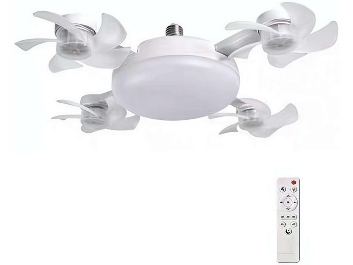Ventilador De Teto Com Luz, Controle Remoto, Várias Lâmpadas E27, Luz