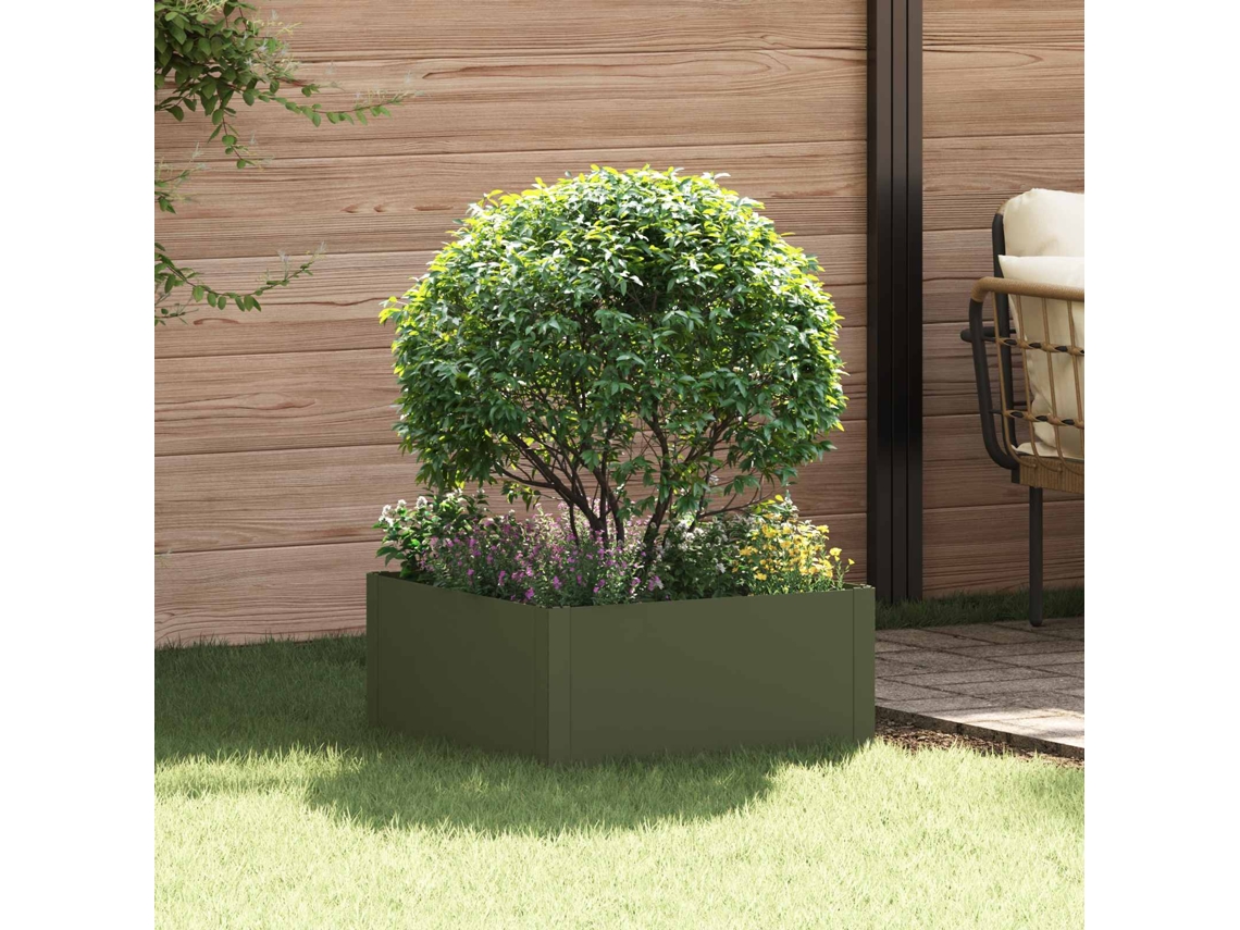 Vidaxl Acabamento Para Gramado 60 X 60 X 35 Cm Aço Verde-azeitona