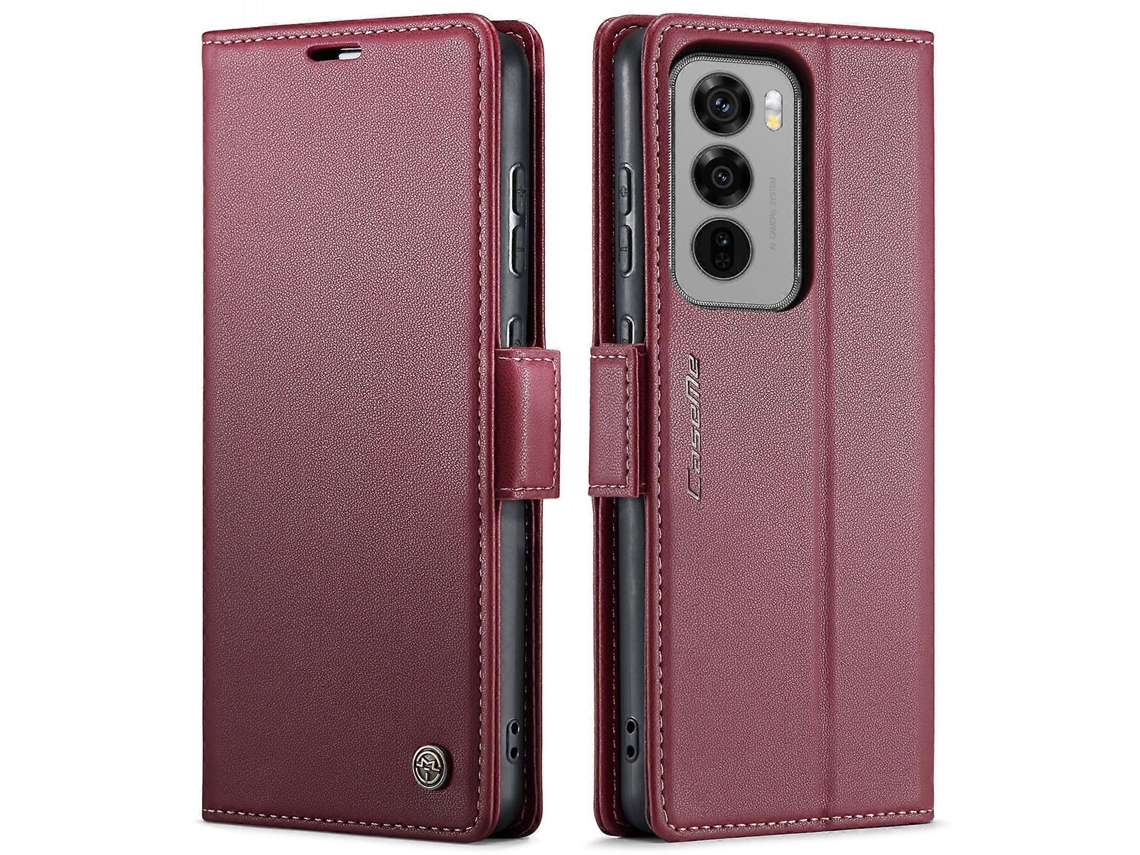 Capa De Celular Caseme 023 Com Fecho Borboleta, Textura De Lichia E Proteção Rfid Antirroubo Para Oppo Reno12 5g Global