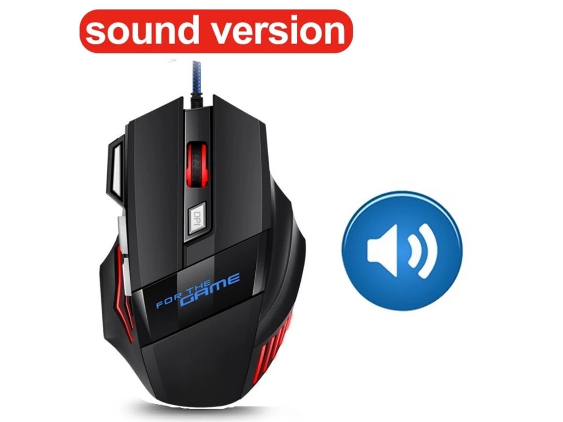 Rato Yizhood Som Com Fio Gaming Gamer Computer Rgb Backlit Backlight Led 7 Botões Usb Para Pc Desktop Preto