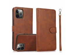 Capa Pega Para Iphone 15 Pele Sintética Magnética Castanho