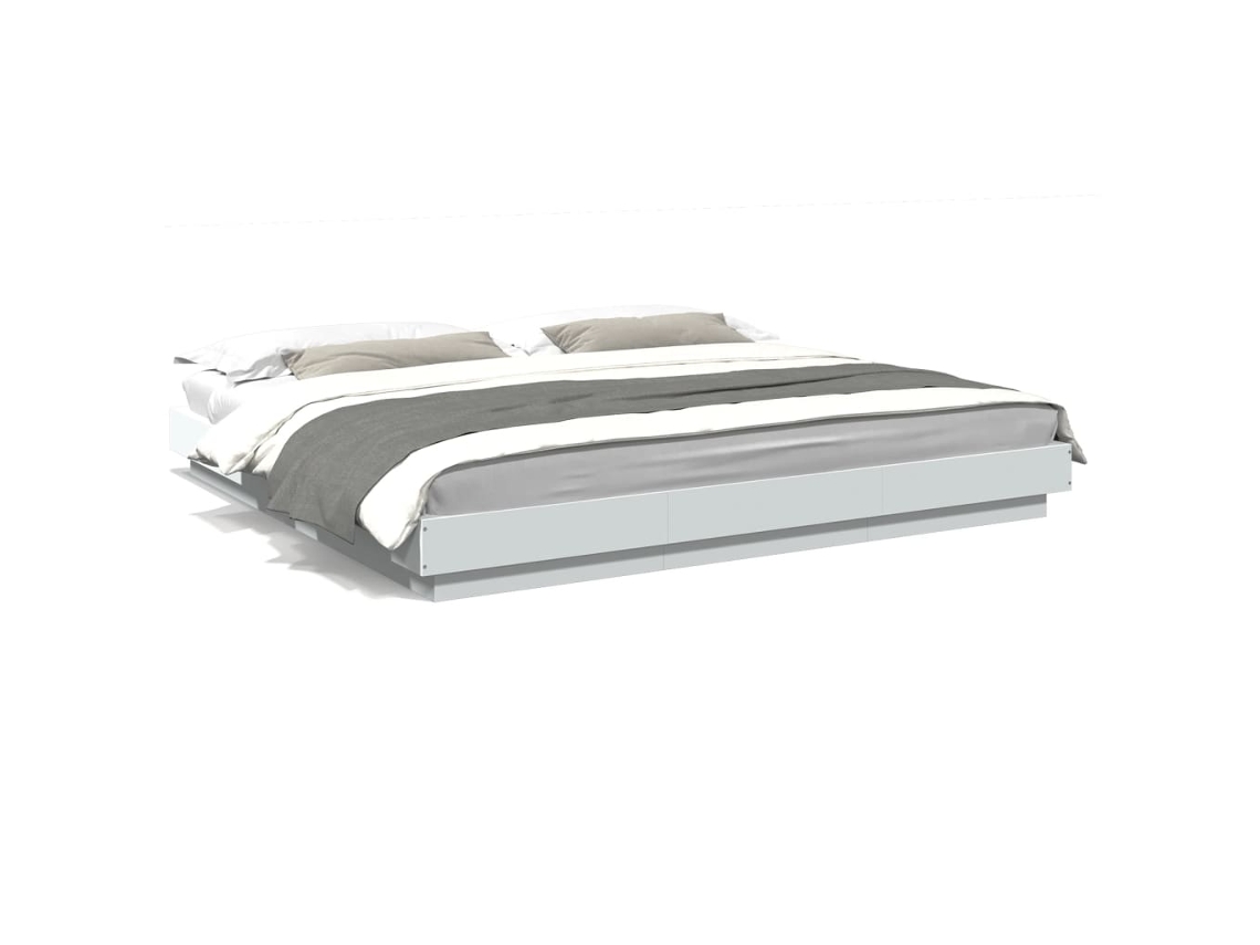 Bed Frame, Bed Frames Vidaxl Branco Madeira Processada (200 X 200 Cm)