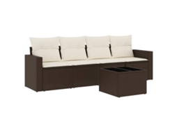 Maison Exclusive - 5 Pcs Conjunto Sofás P/ Jardim C/ Almofadões Vime Pe Castanho
