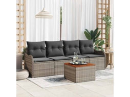 Vidaxl Conjunto De Sofá De Jardim 5 Pcs Cinzeto Vime Pe