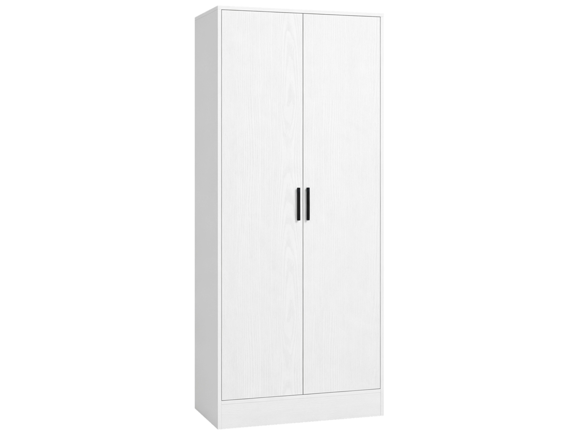 Roupeiro Moderno Para Quarto Com Barra Para Pendurar E Prateleiras 70x37x164cm Branco
