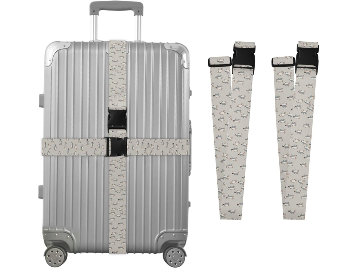 Conjunto De 2 Cintas Bagagem Com Estampa Pinguim Para Malas, Cintas De Viagem, Acessórios Para Cintos, Conector De