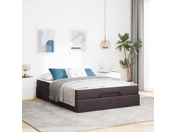 Vidaxl Estrutura De Cama Com Colchão 2 Unid. Bronzeado Tecido