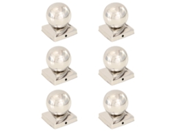 Vidaxl Tampas Em Globo P/ Postes Vedação 6 Pcs Aço Inoxidável 91x91mm