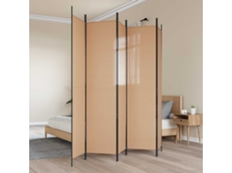 Vidaxl Divisória De 5 Painéis Bege 250 X 220 Cm Tecido
