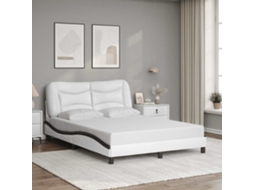 Vidaxl Estrutura De Cama Sem Colchão Hvar Couro Artif. 140x190cm Branco/preto