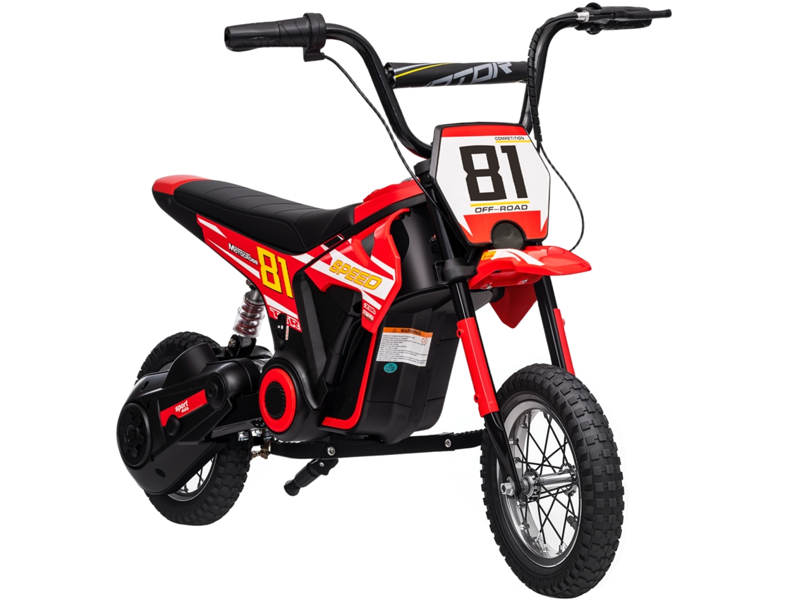 Mota Elétrica Crianças 24v Motor 250w Velocidade 6 16km/h Rodas 30,5cm 8 12 Anos Vermelho