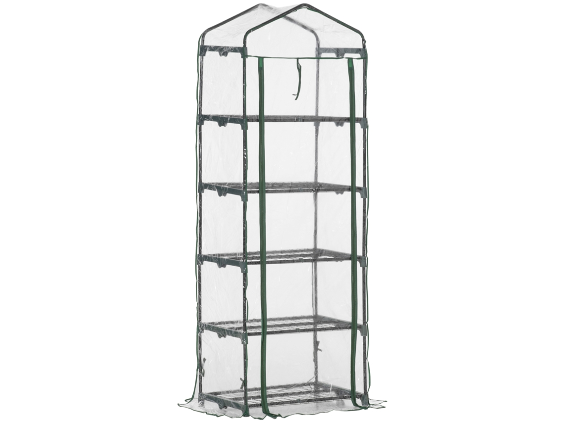 Estufa com prateleiras de 5 andares, porta com zíper, estrutura de aço, 69x49x193cm transparente S/MARCA