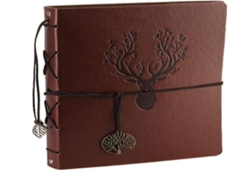 Álbum de fotos Lurelia Scrapbook, 30 páginas, acabamento em couro, scrapbook, cor preto