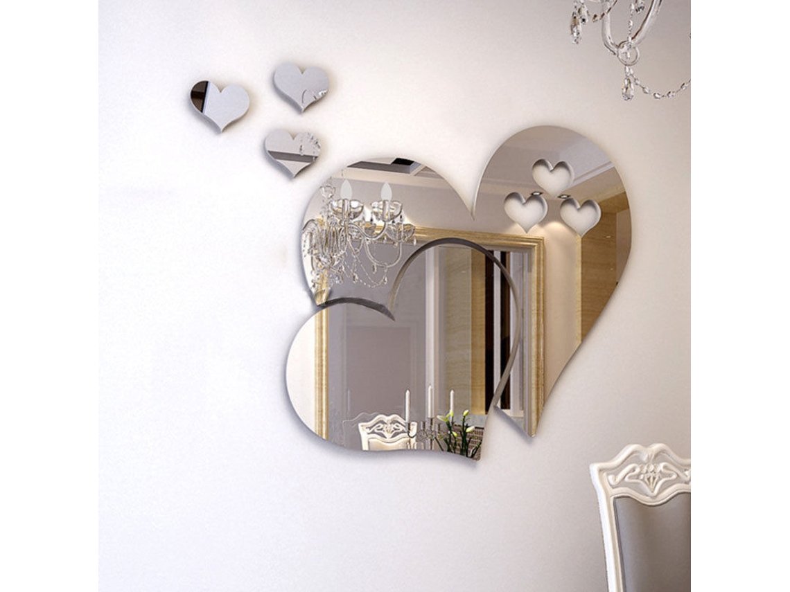 Decal De Parede Coração 3d Prata 287x225mm