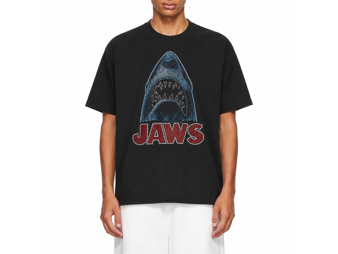 Rockinstone Jaws Movie Be-dazzled Black Adult T-shirt Size:xxxl