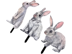 Kit de 3 Coelhinhos de Páscoa em Acrílico para Decoração de Jardim, com Estacas para Fixação, Criando um Ambiente CHABERLU