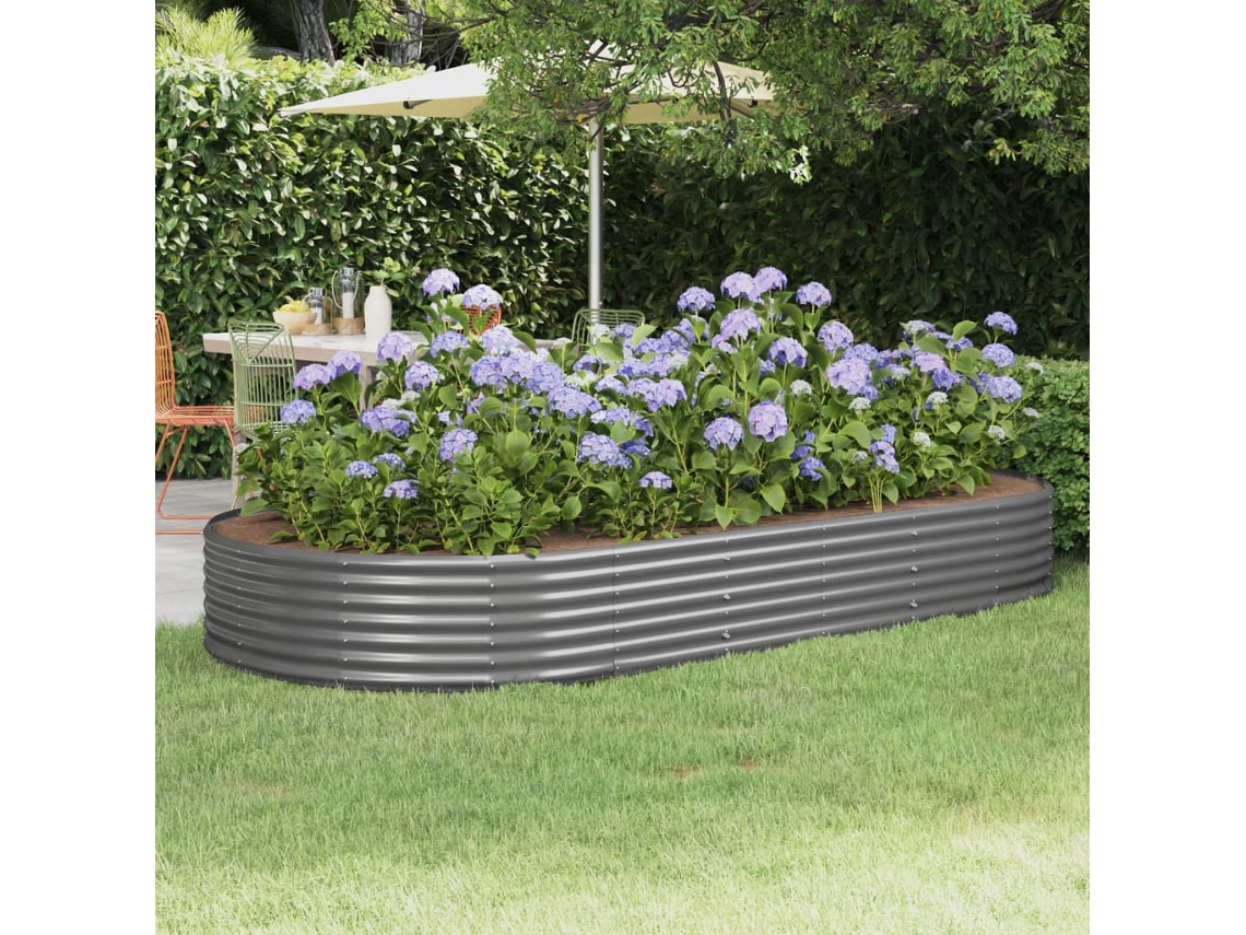 Vidaxl Canteiro Elevado Jardim 296x140x36 Aço Galvanizado Cinzento