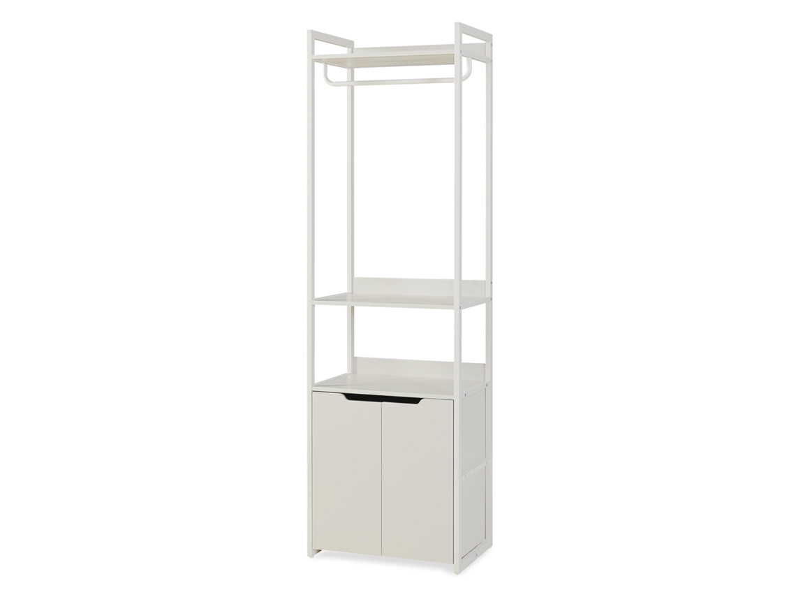 Bengaleiro De Pé Jässaatka 1 Varão 1 Armário 3 Prateleiras Aço 200x61x40 Cm Cinzento [EN.CASA]