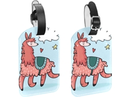 Conjunto De 2 Etiquetas Bagagem Em Alpaca Com A Inscrição Happy Running Star Heart Blue Bolsas, Malas, Sacolas E