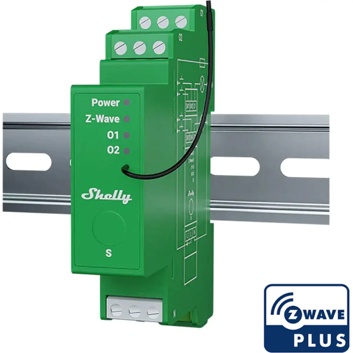 Shelly | Dimmer de Iluminação Wave Pro Dimmer 2pm - Dimmer sem fio Z-wave de 2 canais para LED e halogênio | Montagem em trilho DIN