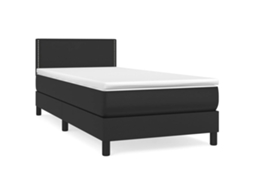 Cama com Molas Couro Artificial Preto MAISON EXCLUSIVE 90x200 cm