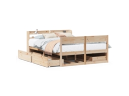 Cama Sem Colchão 135x190 Cm Madeira de Pinho Maciça MAISON EXCLUSIVE