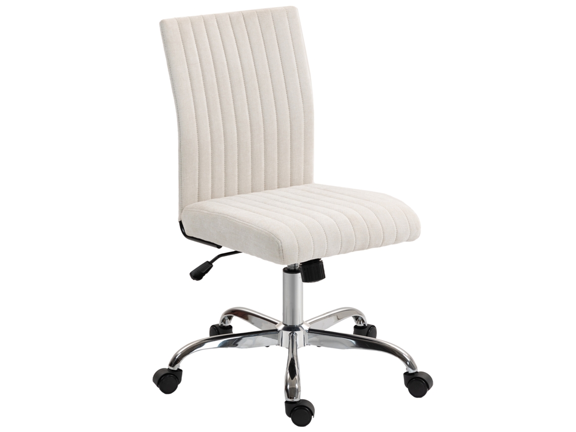 Cadeira de Escritório sem Braços ajustável em altura e giratória 360° 88 cm Creme S/MARCA