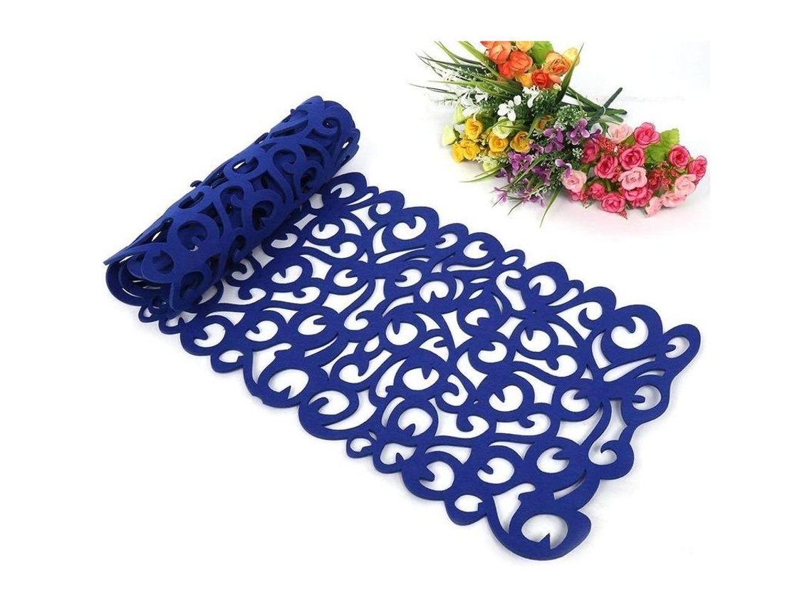 Runner de mesa Nova Line de feltro azul royal, 102x29cm | S/MARCA