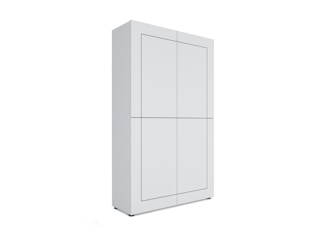 Aparador alto Elios com 4 portas, 100x35x165 cm, branco brilhante