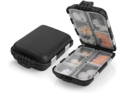 Caixa Comprimidos Preto 10 Compartimentos Portátil, para Viagem ZYBLSSBB