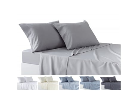 Jogo De Lençóis De 4 Peças Todocama – Lençol De Baixo Ajustável – Lençol Superior - Duas Fronhas (180x190x200 Cm) Cinza Claro