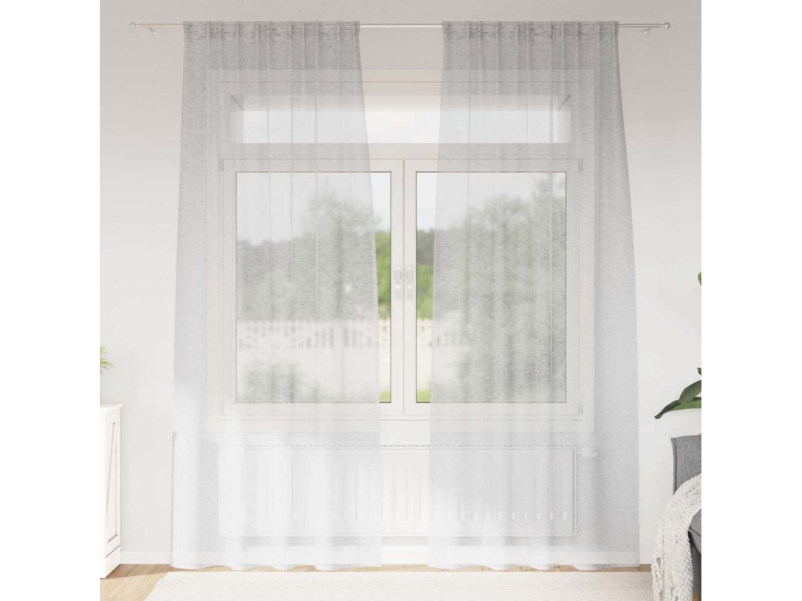 Vidaxl Cortina De Voile 2 Unid. Cinzento-claro 245 X 140 Cm Poliéster