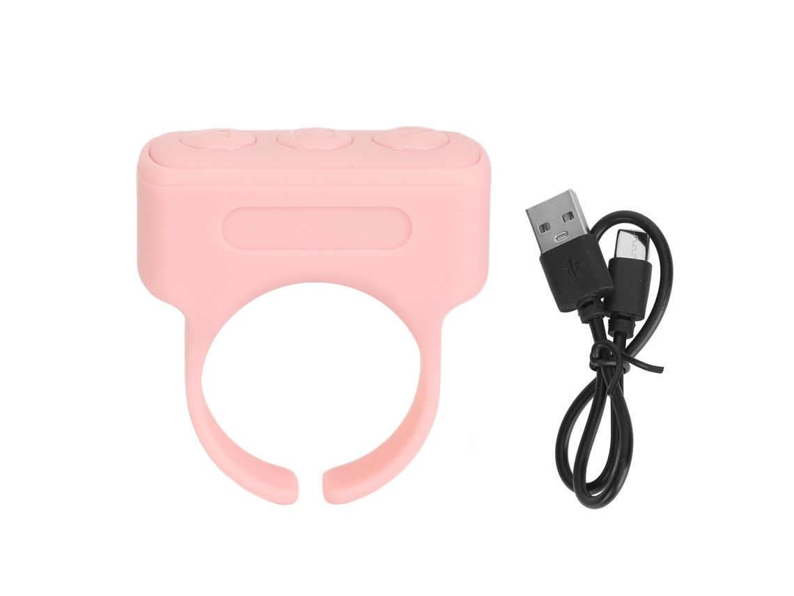 Anel de controle remoto Bluetooth rosa para rolar e clicar em celulares.