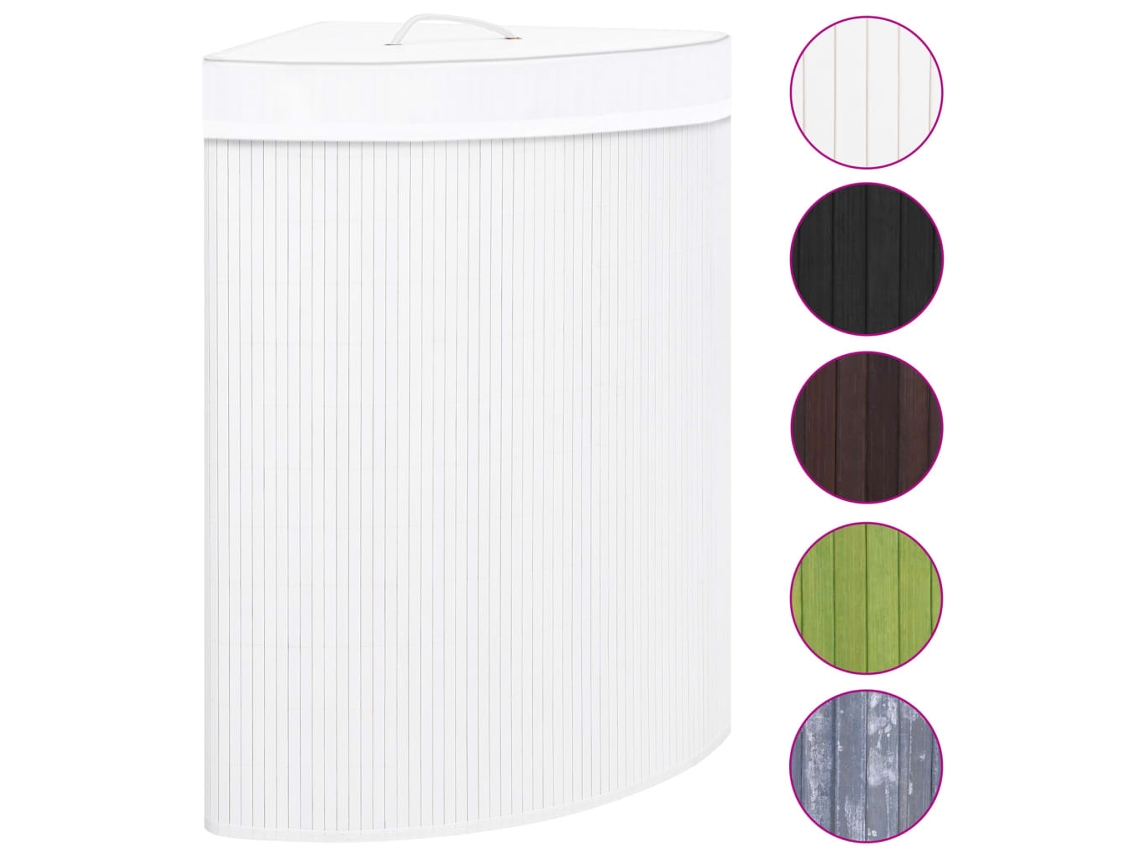 Vidaxl Cesto De Canto Para Roupa Suja 60 L Bambu Branco