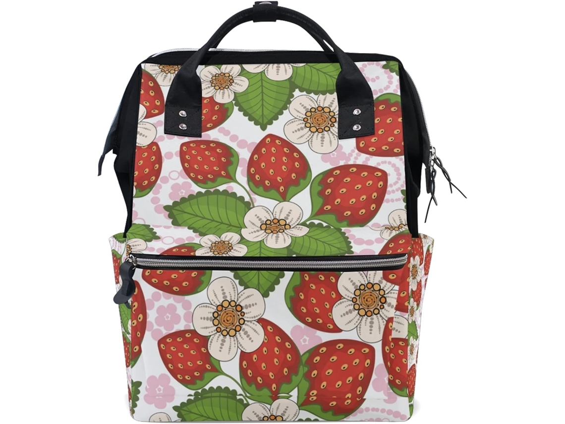 Sacolas De Compras Reutilizáveis Com Estampa De Morango E Flor, Resistentes E Leves, Ideais Mulheres E Meninas.