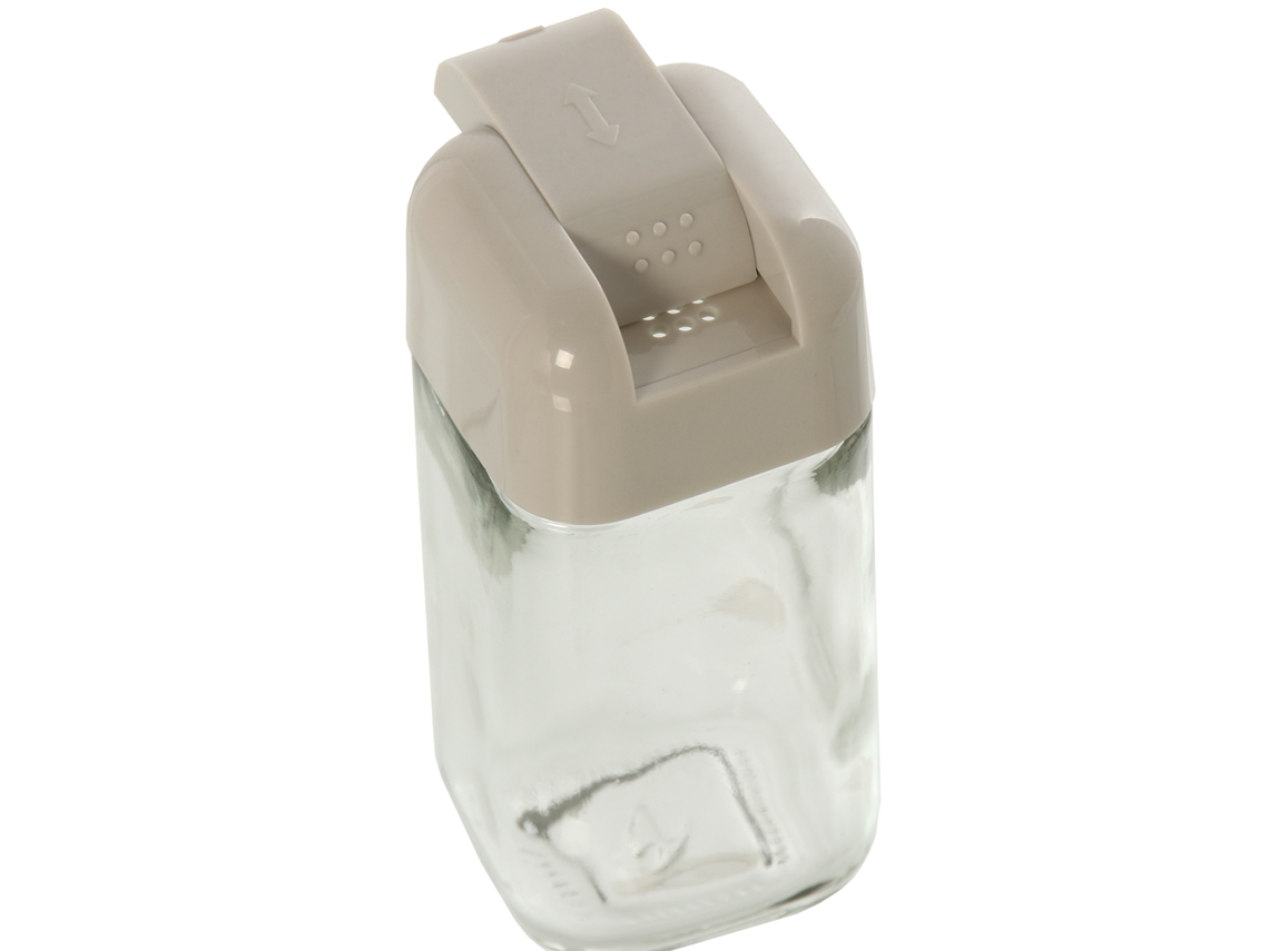 Conjunto de Galheteiro Transparente e Branco DRW (11,5x11,5x22cm)