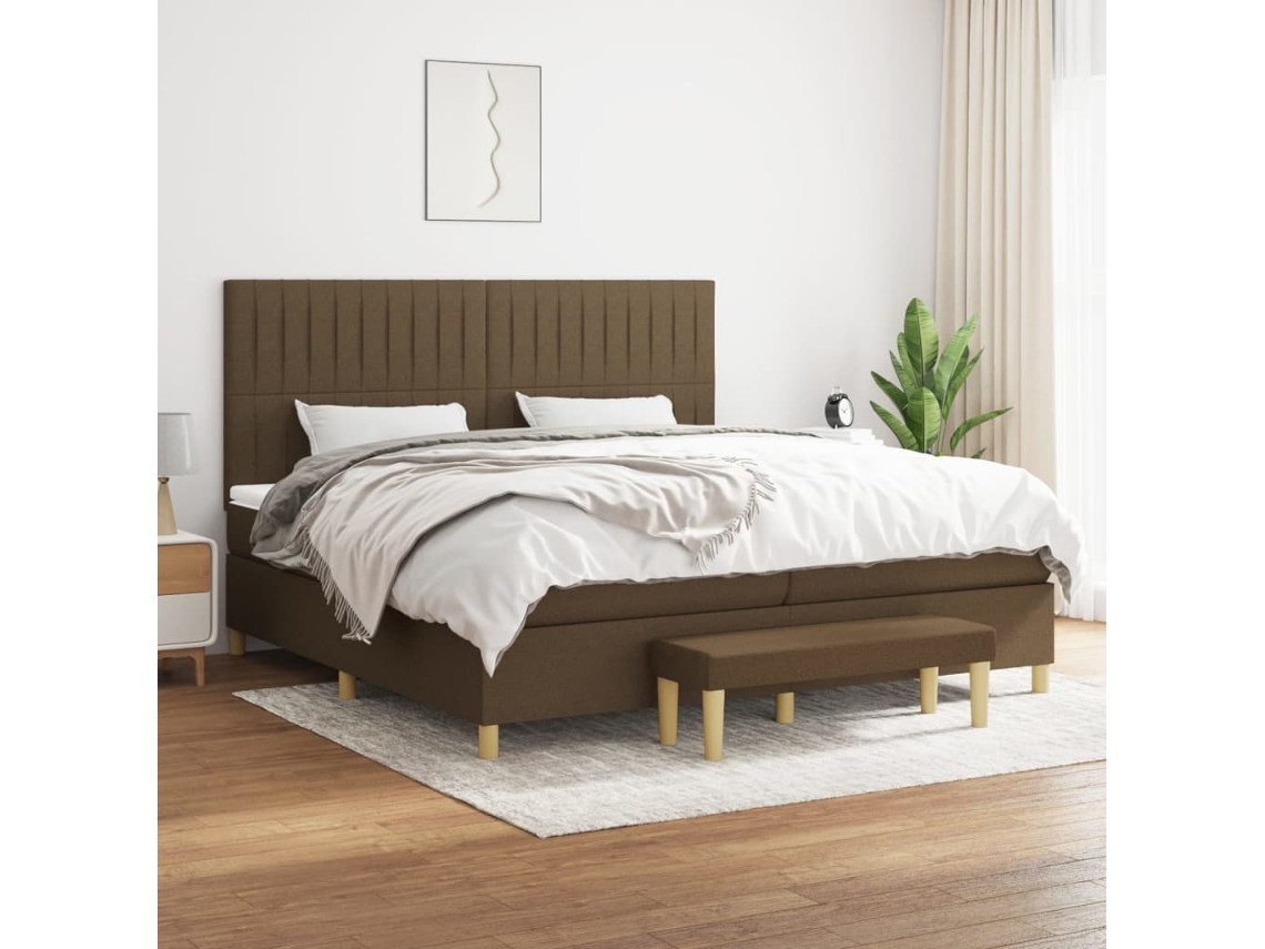 Vidaxl Cama Com Molas/colchão 200x200 Cm Tecido Castanho-escuro
