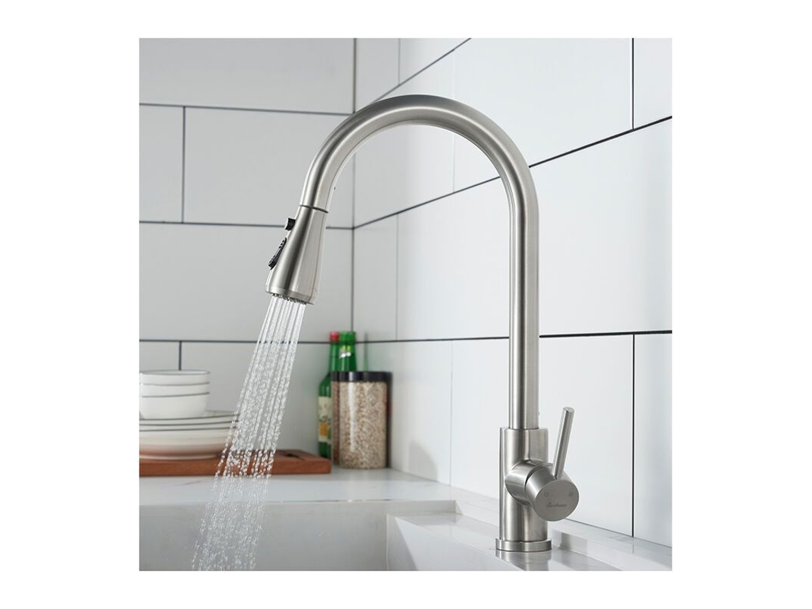 Torneira Misturadora De Cozinha, Misturador De Cozinha Em Aço Inoxidável Escovado 3, Ducha Extensível