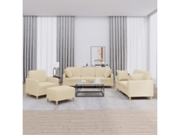 Vidaxl 4 Pcs Conjunto De Sofás Com Almofadas Tecido Cor Creme