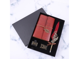 Set Pluma Pluma Vintage Com Tinta E Caderno
